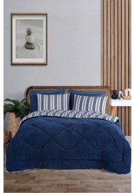 Resim Sport Çizgili 2li Yastık Kılıfı Soft Line Lacivert Lacivert 