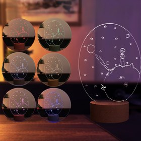 Resim BY-LAMP Küçük Prens Led Masa Lambası Ahşap Taban 7 Farklı Işık Renkli Gece Lambası Dekoratif Aydınlatma 