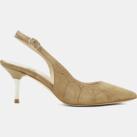 Resim Desa Kadın Vizon Kroko Desenli Sivri Burunlu Süet Stiletto 