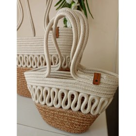Resim Eylül Home Design Jut Halı Çanta Elçantası Günlük Çanta 