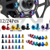 Resim 12 adet Renkli Paslanmaz Çelik Bisiklet Disk Freni Rötoru Torx Civataları - T25 M5x9mm, Yol ve Dağ Bisikletleri için Uygun, Yıldız Şeklinde Başlıklarla Dayanıklı Bisiklet Aksesuarı 