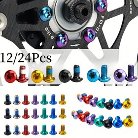 Resim 12 adet Renkli Paslanmaz Çelik Bisiklet Disk Freni Rötoru Torx Civataları - T25 M5x9mm, Yol ve Dağ Bisikletleri için Uygun, Yıldız Şeklinde Başlıklarla Dayanıklı Bisiklet Aksesuarı 