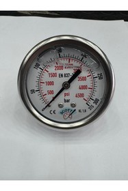 Resim SCOTT Ø 100 mm Gliserinli Tip Manometre 1/2'' Arkadan Bağlantı Ön Flanş 304 Inox Pirinç ( 0 ...315Bar ) 