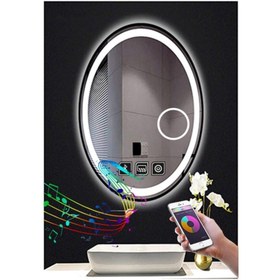 Resim GLOBAL LED MIRROR 65x85 Cm Bluetoothlu Makyaj Aynalı Buğu Yapmayan Ledli Elips Banyo Aynası 