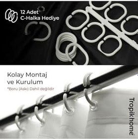 Resim Tropikhome Duş Perdesi Çamaşır Makinesi Örtüsü Takımı Banyo Dekorasyon Seti Koyu Mavi 