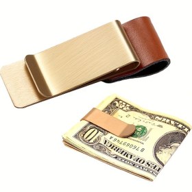 Resim Para Klipsi, Nakit ve Kredi Kartları için Minimalist Metal Para Klipsi, İş İçi İnce Pirinç Banknot Klipsi Saplı 
