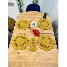 Resim Jütex Home Jüt Hasır Amerikan Servis Supla ve Bardak Altı 8 Parça 