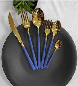 Resim Lilyum 18 Parça Mavi Titanyum Gold Çatal Kaşık Bıçak Seti 