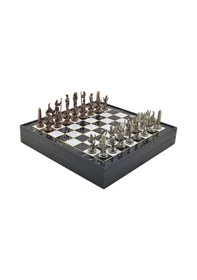 Resim Gifthome Metal Mısır Satranç Takımı Antik Ve Mermer Desenli Mdf Sandıklı Satranç Tahtası 36x36x6 Cm. 