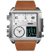 Resim Bosphorusboutique02 Rogfer Skmeı 1391 Çok Fonksiyonlu Erkek İş Dijital Saat, 30m Su Geçirmez, Deri Kordonlu, Gümüş Renkli Çok Renkli 