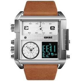 Resim Bosphorusboutique02 Rogfer Skmeı 1391 Çok Fonksiyonlu Erkek İş Dijital Saat, 30m Su Geçirmez, Deri Kordonlu, Gümüş Renkli Çok Renkli 