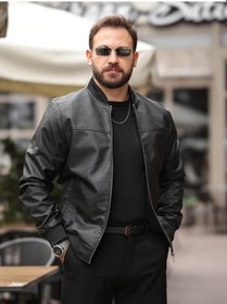 Resim Yeni Sezon Kolej Bomber Süet Ceket Siyah Carbon 