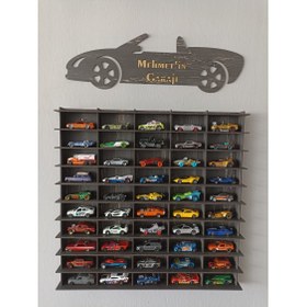 Resim Cr Design Oyuncak Araba Rafı 50'li Eskitme Siyah (Hotwheels ve Matcbox Arabaları Için Uygundur) 