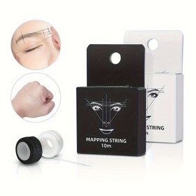 Resim 1 Adet, Beyaz/Siyah Microblading Haritalama İpi Kalıcı Makyaj Önceden Mürekkepli Kaş İşaretleme İpi Kaş Konumlandırma Aracı 