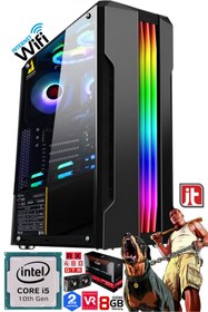 Resim J-TECH GX381 i5 10400F 32GB RAM 512GB SSD 8GB DDR5 RX480 E.Kartı Wi-Fi Oyuncu Bilgisayarı 