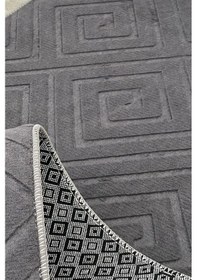 Resim Lüle Halı Delüx Kabartmalı Düz Renk Üstün Kalite De Kaymaz Tabanlı Yolluk Halı Antrasit 