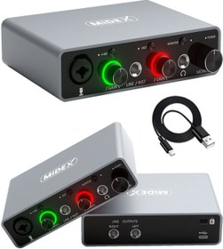 Resim Midex GLX-700GR Üst Segment Usb Stüdyo Ses Kartı 2 Giriş 2 Çıkış 24bit/192kHz 