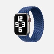 Resim Apple Watch Ultra 49mm Uyumlu Kordon Hasır Örgü Esnek KRD-32 Small Strap Kayış Mavi 