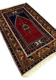 Resim El Dokuma Yahyalı Namazlık 105x160 Kök Boya Yün Seccade 