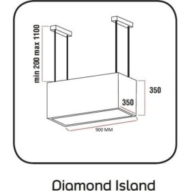 Resim Alveus Diamond Ada Davlumbaz 90 cm Siyah 