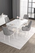 Resim Canisa Concept Roy Serisi 80x132 Açılabilir Mdf Beyaz Mutfak Masası Takımı Ve 4 Gri Sandalye 