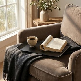Resim Orret Home Paslanmaz Siyah Metal Dikdörtgen Çay Kahve ve Sunum Tepsisi - Mat Siyah Modern Servis Tepsisi - Kaymaz Yüzeyli Şık Dikdörtgen Mutfak Tepsisi - Dayanıklı Çelik İkram Tepsisi(Sunum Tepsisi) 