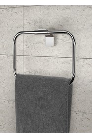 Resim FNDHOME Krom Lux 3 Lü Banyo Set Kapaklı Kağıtlık, Yuvarlak Havluluk, Bornoz Askılık 