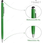 Resim TEKNETSTORE Dokunmatik Kalem Tüm Cihazlara Uyumlu Tablet Telefon Için Çizim & Yazı Kalemi 2 In 1 Tükenmez Uçlu 