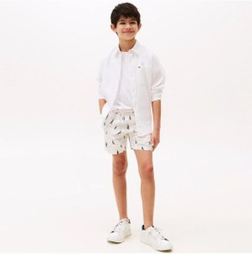 Resim Tommy Hilfiger Print Linen Çocuk Beyaz Mayo Kb0kb09478 Beyaz 