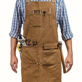 Resim Erkekler için Ağır Hizmet Tipi Ayarlanabilir Ahşap İş Önlüğü - Çoklu Alet Cepli Dayanıklı Kumaş, Marangozlar, Demirciler ve Ustalar İçin Kolsuz Tasarım (M-XXL Bedenler), El Sanatları Ekipmanı | Pratik Tasarım | Esnemez Kumaş, Ahşap İşçiliği Araçları 