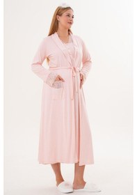 Resim Mecit Pijama Mecit 6331 Pudra Sabahlıklı Lohusa Gecelik Takım 