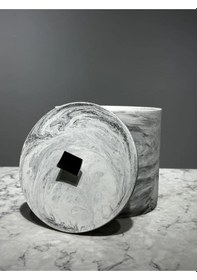 Resim Betonmall Beton Banyo Çöp Kovası Mermer Desen 4 Litre Gri 