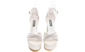 Resim Derinet Bilekten Bantlı Taşlı Platformlu Kadın Topuklu Ayakkabı 