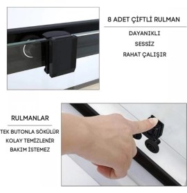 Resim Durul Duşakabin Kare Komple Buzlu Siyah Çizgi 