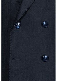Resim İlayda Emir Luxury, İtalyan Kesim, Slim Fit, Kruvaze, Çizgili, Erkek Takım Elbise Antrasit - Lacivert 