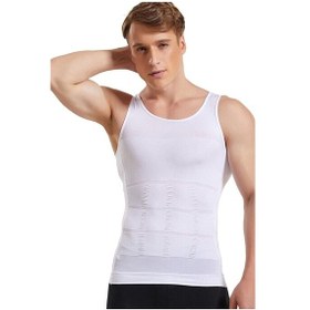 Resim Young Fit Erkek Göbek Toparlayıcı Sırt Beyaz Korse Atlet 