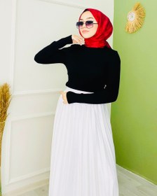 Resim Boğazlı Triko Badi Siyah - Standart 