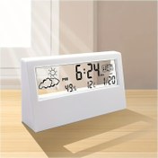Resim Modern Kare LED Sessiz Saat Dijital Ekran ile - Şeffaf Tasarım, Sıcaklık, Nem, Uyku, Estetik Ev Dekoru, Hava İkonları, Pil ile Çalışır (AAA Piller Dahil Değildir) - Ofis, Oturma Odası, Yatak Odası için İdeal - et 