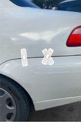Resim AVMmarketim Yara Bandı Oto Araba Sticker Beyaz Ikili Set Düz Ve Çapraz Delikli Yarabandı 13 Cm Boyunda 