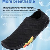 Resim FAYWELLME Unisex Yüzme ve Yürüyüş Ayakkabıları - Nefes Alabilen File Üst, Kaymaz Kauçuk Taban, Hafif Yazlık Su Ayakkabıları Plaj, Yüzme, Balıkçılık, Spor Salonu - Siyah Renkli Şeritlerle, Plaj Ayakkabıları, Spor Tasarımı, Yastıklı Destek 