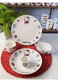 Resim 5 Parça Hello Kitty Model Çocuk Yemek Takımı Beslenme Seti Çok Renkli 