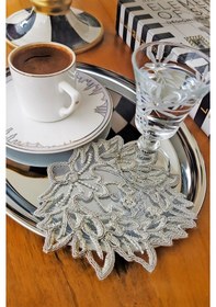 Resim 12 Adet Love Gri Fransız Tarzı Modern Bardak Altlığı & Kokteyl 