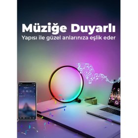 Resim Akıllı Rgb Masaüstü Ortam Işığı App Kumanda Kontrollü Atmosfer Dekorasyon Işıklandırma 