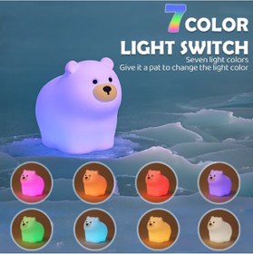 Resim Genel Markalar Ayı Gece Lambası Çocuklar için Gece Işıkları Dokunmatik Sensörlü Renkli Masa Lambası 