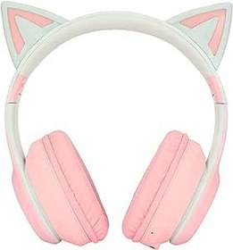 Resim RGB Kedi Kulaklı Kulaklık, Bluetooth Oyun Kulaklıkları Kablosuz Katlanabilir Kedi Kulaklıkları LED Işıklı Müzik Kulaklık Ayrılabilir Mikrofon 3.5mm Kablo Mor Işıklar AUX Mic 