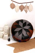 Resim Ottoman Pouffe İskandinav El Yapımı Hakiki Kuzu Derisi Bohem Bahçe Balkon Bungalov Puf Minder 60x30cm(DOLGUSUZ) 
