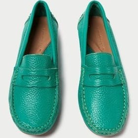 Resim 202-y Hakiki Deri Oval Burunlu Kadın Yeşil Babet & Loafer Ayakkabı, Yeşil, 3 