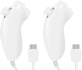 Resim Nunchuk Controller for Wii, 2 Packs Nunchuk Video Game Controller Joystick Remote, Nunchuk Controller Compatible for Wii Wii U Console, Left and Right Hand Game Controller (White) 