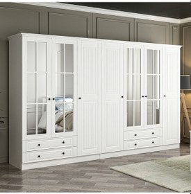 Resim Kale 7 Mebran Kapaklı 4ç Taçlı Dolap - Beyaz 210cm 