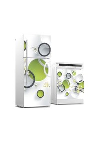 Resim Buzdolabı Ve Bulaşık Makinası Beyaz Eşya Sticker Kaplama 3d Yeşil Yuvarlak 